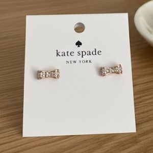 NWT Kate Spade Ready Set Bow Pave Rose Gold Stud Earrings
